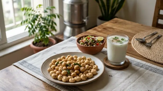 Healthy Indian snacks like roasted makhana and sprouts salad for weight loss diet support.